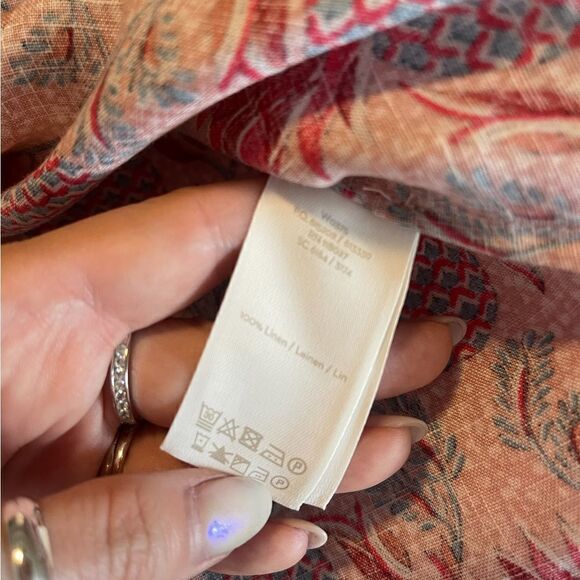 Boden Alexandra Ivory Palm Stamp Linen Top in Pink & Magenta - Picture 14 of 15